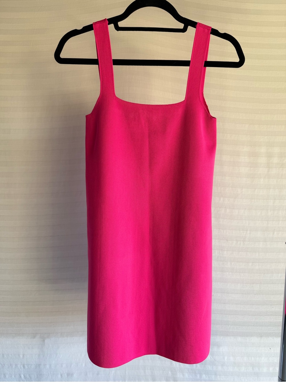 Zara Bright Hot Pink Square-Neck Mini Dress